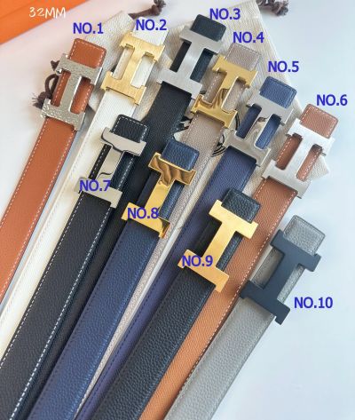 High Replica Hermes H Logo Buckle Reversible Belt 32mm